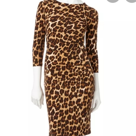 Lepord Print Sheath Dress Large - Picture 2 of 11
